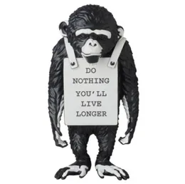 Modern Art Banksy Monkey Street 흑백 원숭이 동상 창조적 인 수지 Artcraft는 아무것도하지 않습니다.