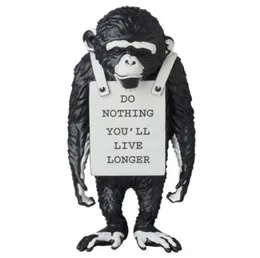 Modern Art Banksy Monkey Street Black and White Monkey تمثال إبداعي الراتنجات ArtCraft لا تفعل شيئًا