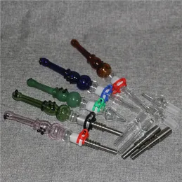 hookahs Mini bong Glass Pipes with 14mm Titanium Tips Quartz Tip Oil Rig Concentrate Dab Straw for Bong9277424