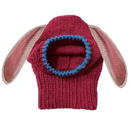 Beanie Skull Caps BomHCS Ski Mask Face Balaclava Handmade Knitted Beanie Braid Hood Winter Bunny Ears Hats Size is Head Circumference 231122