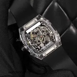 Роскошные часы Richa Millers Наручные часы Механические 56-01 Автоматические черные ленты с кристаллами Gmt Часы Reloj Alloy Skeleton Tourbillon Мужские часы