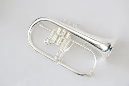 Trompete flugelhorn banhado a prata de alta qualidade, instrumentos de latão artesanais de fábrica, a maioria dos flugelhorn prateados de choupo