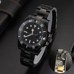 Relógio mecânico automático masculino submarino opcional com fecho deslizante de safira à prova d'água de 40 mm Relógios de pulso de aço com escala de cerâmica luminosa Círculo Batman Relógios