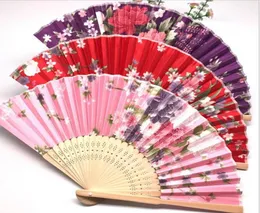 Ventilador de tecido estilo chinês clássico, leque dobrável de seda de bambu, lembranças para festa de aniversário de casamento, presentes 52473858192433