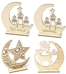 Ramadan Wooden Decor Islamski muzułmanin Eid Mubarak Home Ornament Ramadan DIY Hollow Moon Star Sheep1102664