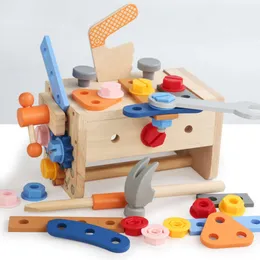 New Children's educational toys early education screwing disassembly nut portable toolbox set baby wooden toys kids tool set