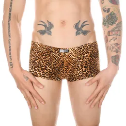 Homens sexy roupa interior leopardo boxer shorts troncos exótico estilo selvagem calcinha masculino macio respirável confortável cueca hombre