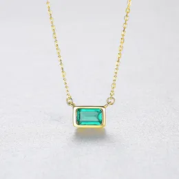 New Emerald Pendant Necklace S925 Sterling Silver Ultra Simple Style Geometric Necklace European American Fashion Women Exquisite Collar Chain Jewelry Gift SPC