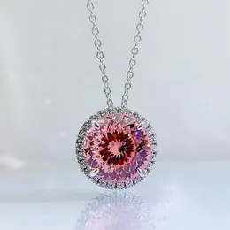 Солитарный розовый алмазный кулон 100% Реал 925 Серебряный серебряный серебряный ожерелье для женщин для женщин свадебные украшения