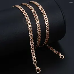 Kedjor 4mm kvinnor Menshalsband 585 Rose Gold Color Hammered Venetian Link Chain Fashion Jewelry 50cm 60cm LCN09
