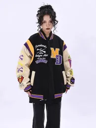 Womens Jackets American Japanese Retro Alphabet Embroidered Baseball Uniforms Y2K Fashion Punk Style Loose Stitching Contrast Jacket Couple 231123