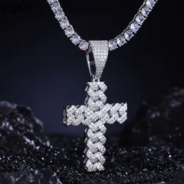 Designer Jewelry Bling Hiphop Jewelry Gift Gold Gold Plodato 925 Sterling Sterling VVS Moissanite Iced Out Cuban Cross Cipndant Cocklace for Men Women