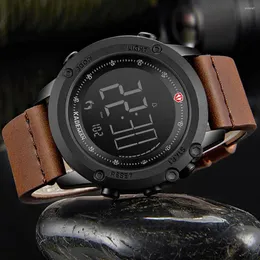 Нарученные часы Kademan Luxury Sport Mens Watch Watch Steps Steper Hear Digital Watch модельер. Случайные кожа наручные часы Erkek Kol Saati