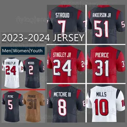 24 Derek Stingley Jr. Fußballtrikot CJ Stroud Jalen Pitre Dameon Pierce Houstons John Metchie III Will Anderson Jr. Texaner Devin Singletary Laremy Tunsil Robert Woods