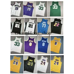 GH Vince Carter Larry 33 Bird Mitch and Ness Celtices Kids Basketerball Jersey Youth Mamba Bryant Tim Duncan Luka Doncic Jimmy Butler Black