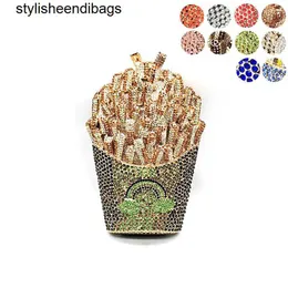 stylisheendibags Shoulder Bags Newest Bridal wedding party purses women evening party special bag diamonds French fry fries rainbow clutches crystal purses