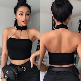 Damen Tanks Vintage 90er Jahre Tanktops Damen Sommer Punk Style Schwarz Neckholder Top E-Girl Sexy Backless Y2K Fashion Cami Buckle Indie Sleevess