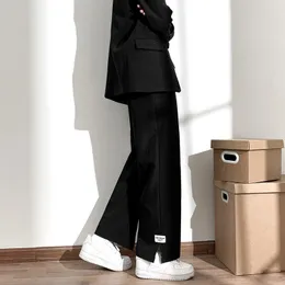 Herrbyxor eoenkky/ sommar svart kostym för män mode män klänning koreanska lösa raka avslappnade byxor s-3xl