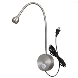 Lâmpada de parede cabeceira led luz leitura flexível gooseneck com carregador usb porta cabeceira montagem em superfície luzes do livro regulável