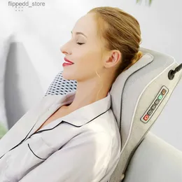 Massera nackkuddar Electric Shiatsu Head Neck Cervical Ttraktion Kroppsmassagerbil Bakkudde med uppvärmning av vibrerande massage Värmningsplatta Q231123