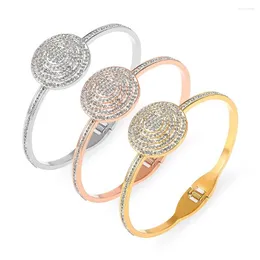 Bangle Stainless Steel Beads Design Bracelets & Bangles Couple Roman Numerals Crystal Cuff Female Jewelry Lover Pulseiras