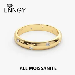 Wedding Rings Lnngy All Dome Burnish Setting Ring for Lovers' 925 Sterling Silver Solitaire Delicate Bridal Jewelry 231123