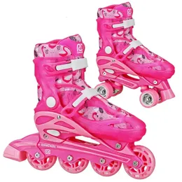 Роликовые коньки Sprinter Girl 2 в 1 Quad and Combo Flamingo, размер 122 231122
