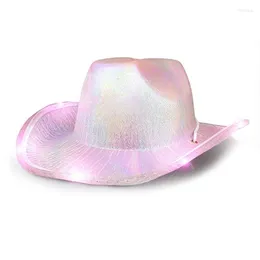 Berretti Cappelli da cowgirl Led per adulti Cowboy Party Performance Hat Drop BeretsBerretti