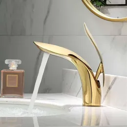 Rubinetti per lavandino del bagno Miscelatore per lavabo Ottone Oro Nero Bianco Lavaggio su piano Maniglia singola e rubinetto freddo Torneira255p