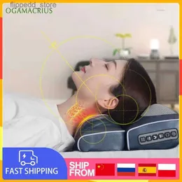 Oreillers de massage cervical OGAMACRIUS Nouveau oreiller de massage 2 en 1 pour oreiller de massage corporel Soulagement de la douleur rechargeable Masseur de cou relaxant Sac de rangement gratuit Q231123