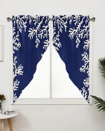 Curtain Blue Coral Curtains For Children's Bedroom Living Room Window Kitchen Triangular