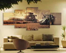 農場トラクターキャンバスの5ピースキャンバス絵画装飾プリントポスター壁アートリビングルーム背景装飾HDキャンバスPAI6350970