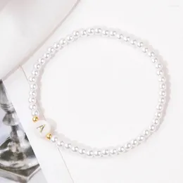 Charm Bracelets 26 Letters Freshwater Pearl Bracelet 4MM Simulated Bead Reki A-Z Stretch Jewelry For Women