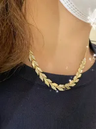 Bladsilverguldkedja med hänge initiala halsband för kvinnor män trendiga diamantuppsättning designer juveler halsband mode bröllop fest smycken brud kvinnlig gåva