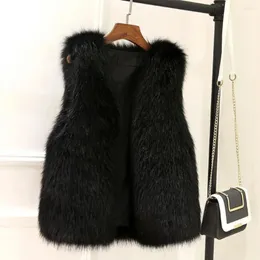 Kvinnors västar avslappnade västkvinnor Kvinnor Furry Vest Stylish Plus Size Winter Faux Päls mysig fluffig kallbeständig ärmlös för en