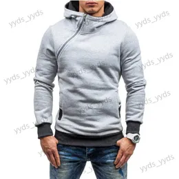 Herrtröjor tröjor 2023 Nya mäns höst/vinter hoodie pullover sned blixtlås hoodie män tröjor långärmad kläder för män t231123