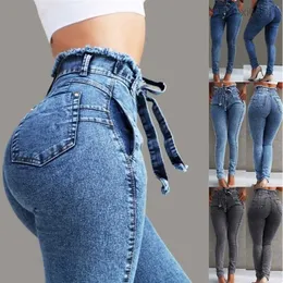 Plus Size Damen Jeans mit hoher Taille, dehnbar, Bleistifthose, S-5XL
