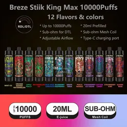Originale Vozol Breeze Breze Stiik King Max 10000 Puffs Vapes usa e getta 0% 1% Nicotina Puffbar 10K Puff Desechables Vaper Vapers