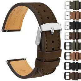 Titta på band Wocci nubuck Top Grain Leather Watch Strap 18mm 20mm 22mm män Kvinnor Ersättningsarmband för Amazfit 231108