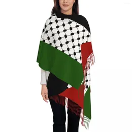 Шарфы с флагом Палестины, женский платок из пашмины, шарф с бахромой, длинный, большой