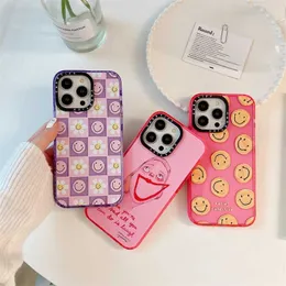 Cell Phone Cases CASETIFY Luxury Glitter Smile Clear Shiny Case For iPhone 11 12 13 14 Pro Max Cute Cartoon Smiley Korean Protection Cover Coque J230421