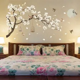Adesivos de parede 187128cm Big Size Tree Birds Decoração de casa de flores para a sala de estar Diy Diy Vinil Rooms Decoration 230422