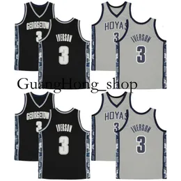 S GH Allen Iverson Georgetown Hoyas 농구 저지 Mitch 및 Ness Thouthback Blue Grey Size S-XXL