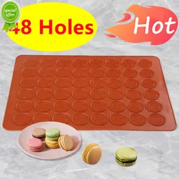 Novos 48/30 buracos antiaderentes de silicone de macaroon macaroon macaroon forno de assadeira folha de folha de molde Diy Ferramentas úteis de bolos de bolo diy