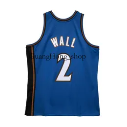 GH 2010-11 John #2 Wall Wizard Basketball Jersey Washingstons Mitch and Ness Throwback Blue Size S-XXXL