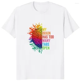 Men's T-skjortor Min hjärna har för många flikar Öppna tryckta roliga Mind Graphic Man Shirt ADHD är Awesome Classic T-shirt Casual Fashion Soft Tees