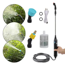 Watering Equipments Portable Electric Handheld Sprayer Garden Flower Watering Crop Spraying USB Rechargeable Telescopic Rod 3 Nozzle 2/3/5M Hose 231122
