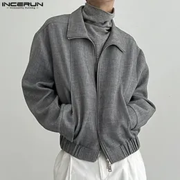 MEN 'BLENDS MEN JACKETSソリッドラペル長袖ジッパールーズカジュアルコートストリートウェア2023スタイリッシュな秋の薄い私たちの5xlインカン231123