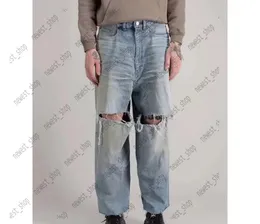 23SS Heren Plus size broek Men Men Dames Designer Pant gewassen beschadigde jeans Spring Summer Side White Stripes Casual Hole broek Blauw 28-34