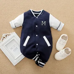 Strampler Frühling und Herbst Jungen Mädchen Baseball-Stil Hübsche Baumwolle Bequeme Langarm-Baby-Bodysuit 231122